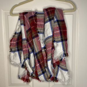 Red plain winter wool scarf